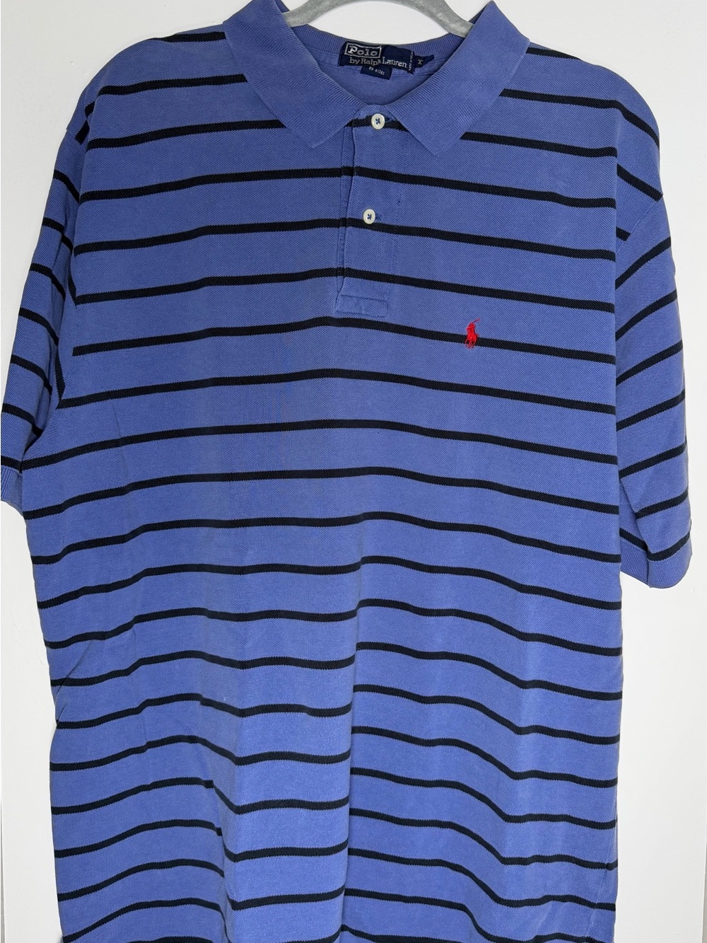Polo by Ralph Lauren Blue Polo with Black Stripes and Red Logo